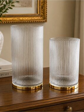 Elegant Glass Cylinder Vase Set of 2